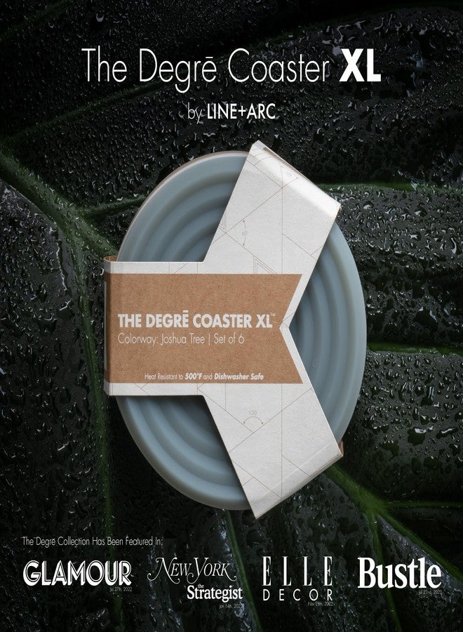 LINE+ARC Extra Thick Silicone Coasters (As Seen in NYTimes WireCutter) Waterproof Anti-Stain Heat-Safe Dishwasher-Safe Degrē Coasters XL (Set of 6 Sandstone) Outdoor Rubber Mid-Century Modern - Image 2